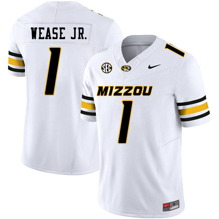 Men #1 Theo Wease Jr. Missouri Tigers College Football Jerseys Stitched-White